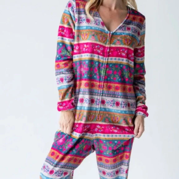 Natural Life Fleece Onesie Pajamas xl- fun, cozy, colorful - Picture 1 of 10